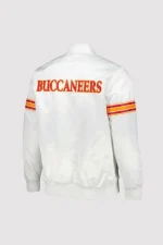 The Power Tampa Bay Buccaneers White Satin Varsity Jacket - Image 3