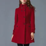 Women’s Designer Single Breasted Red Hooded Coat
