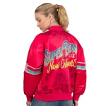 Women’s Starter Pink Super Bowl LIX Interception Full-Snap Varsity Jacket - Image 2