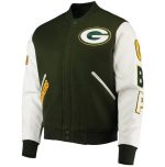 Green Bay Packers Black and White Varsity Jacket - Image 2