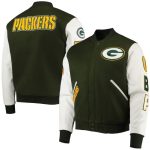 Green Bay Packers Black and White Varsity Jacket - Image 2