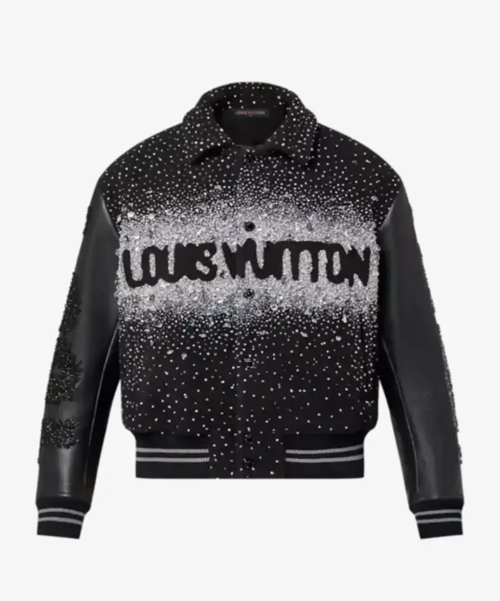 j-hope-x-louis-vuitton-black-varsity-jacket-01 J hope X Louis Vuitton Black Varsity Jacket - Image 1