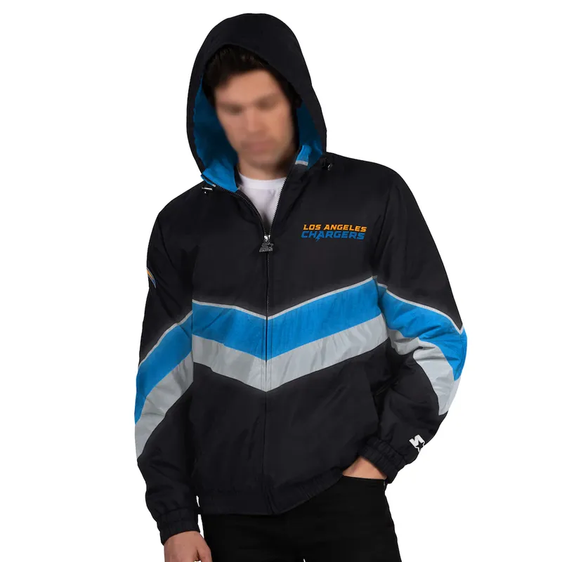 los-angeles-chargers-thursday-night-gridiron-hoodie LA Chargers Thursday Night Gridiron Vintage Logo Full-Zip Hoodie - Image 1