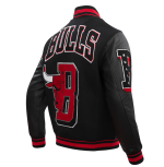 NBA Chicago Bulls Mash Up Black Varsity Full Zip Jacket for Fans - Image 2