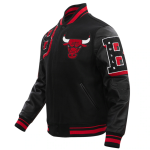 NBA Chicago Bulls Mash Up Black Varsity Full Zip Jacket for Fans - Image 3