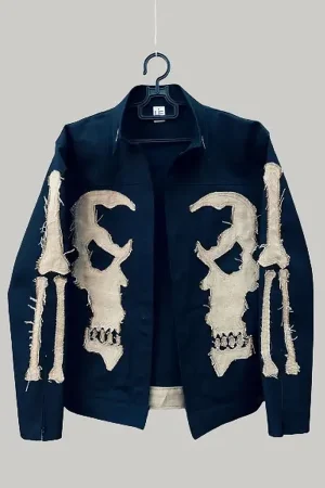 Front view of Ghost Rider Denim Jacket showing classic design