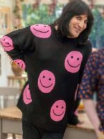 Bake Off Noel Fielding Purple Smiley Face Jumper - Image 2