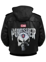 Punisher Black Hooded Bomber Jacket - Image 2