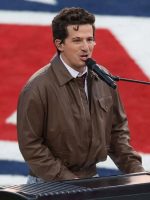 Super Bowl 60 Charlie Puth Brown Leather Jacket
