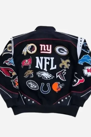 NFL All Teams Logo Black Bomber Jacket