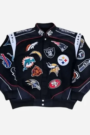 NFL All Teams Logo Black Bomber Jacket