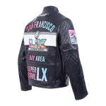 NFL SUPER BOWL 60 MEN'S MOTO JACKET (BLACK/WHITE)