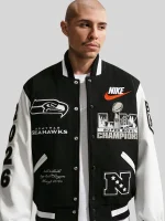 Nike Super Bowl LX Champions Destroyer Seattle Seahawks Jacket – Black & White