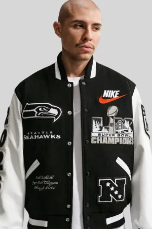 Nike Super Bowl LX Champions Destroyer Seattle Seahawks Jacket – Black & White