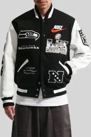 Nike Super Bowl LX Champions Destroyer Seattle Seahawks Jacket – Black & White