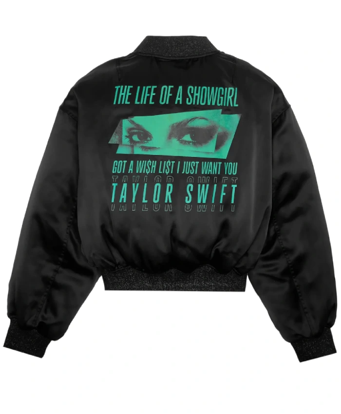 taylor-swift-got-a-wishlist-bomber-jacket-01 The Life Of A Showgirl Got A Wi$hli$t Taylor Swift Black Bomber Jacket