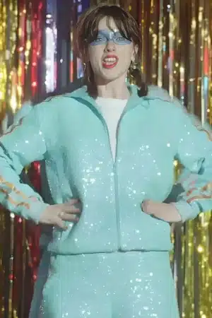 2026 Opalite Music Video Taylor Swift Blue Sequin Tracksuit