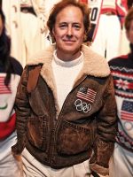 Olympics 2026 Team USA Brown Flight Leather Jacket