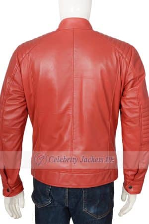 Aiden quilted Red Biker Style Leather Jacket