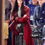 Anne Hathaway The Devil Wears Prada 2 Red Leather Coat