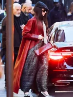 Anne Hathaway The Devil Wears Prada 2 Red Leather Coat