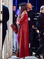 Anne Hathaway The Devil Wears Prada 2 Red Leather Coat