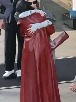 Anne Hathaway The Devil Wears Prada 2 Red Leather Coat