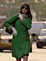 Anne Hathaway The Devil Wears Prada Green Coat