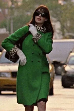 Anne Hathaway The Devil Wears Prada Green Coat