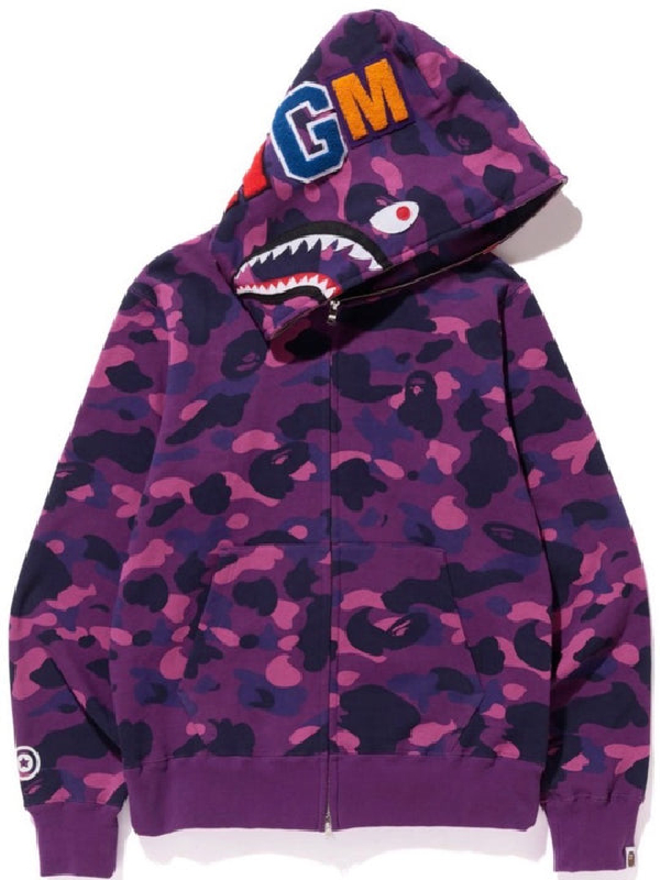 Bape-Shark-Full-Zip-Hoodie-Purple-Camo Bape Shark Purple Camo Hoodie