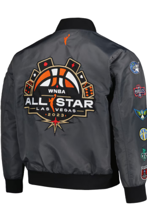 Unisex FISLL Charcoal 2023 WNBA All-Star Game Applique Flight Jacket