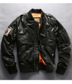 Casual Bomber Avirex Ace of Spades Leather Jacket with Patch