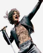 Sombr Coachella 2026 Black Studded Leather Jacket