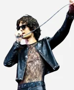 Sombr Coachella 2026 Black Studded Leather Jacket
