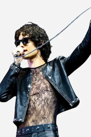 Sombr Coachella 2026 Black Studded Leather Jacket