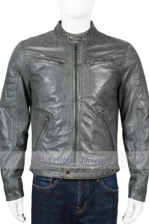 Collin Vintage Fashion Racer Leather Jacket