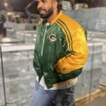 2026 Drake Iceman Drop Date Green Bay Packers Starter Varsity Bomber Jacket
