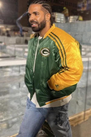 2026 Drake Iceman Drop Date Green Bay Packers Starter Varsity Bomber Jacket