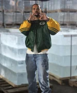 2026 Drake Iceman Drop Date Green Bay Packers Starter Varsity Bomber Jacket