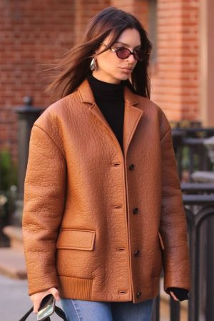 Emily Ratajkowski Leather Jacket