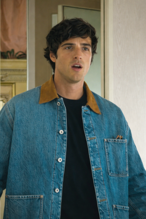 Jacob Elordi TV Series Euphoria S03 Nate Jacobs Suede-Collar Blue Denim Jacket