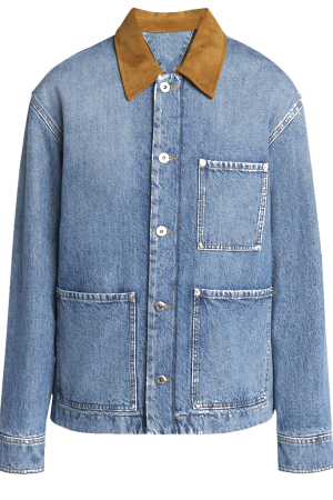 Jacob Elordi TV Series Euphoria S03 Nate Jacobs Suede-Collar Blue Denim Jacket