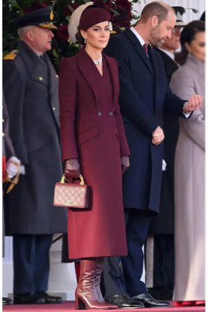 Kate Middleton Alexander McQueen Long Burgundy Coat