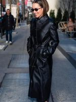 NYC 2026 Emilia Clarke Leather Trench Coat - Image 2
