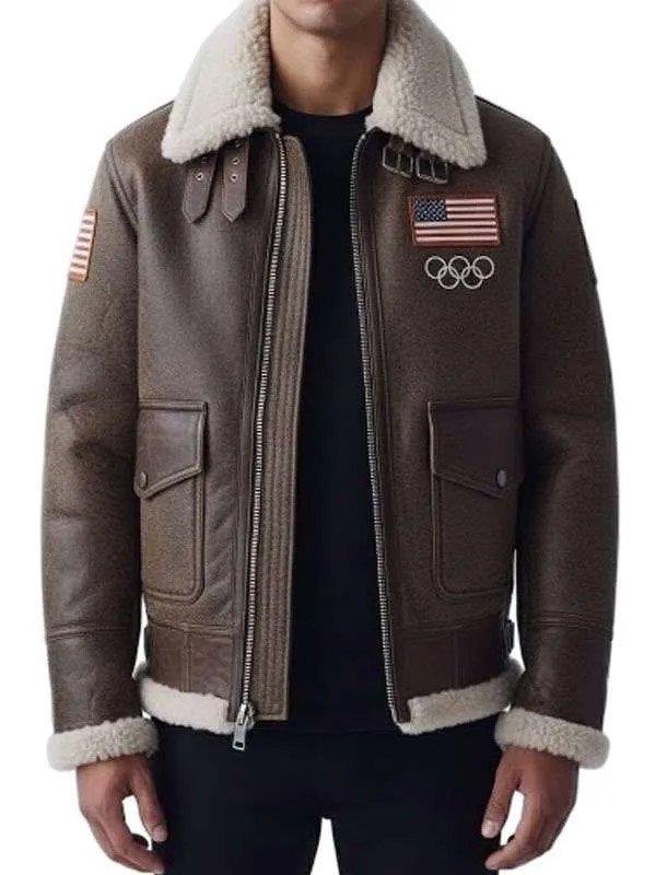 Olympics 2026 Team USA Leather Jacket 01 Olympics 2026 Team USA Leather Jacket
