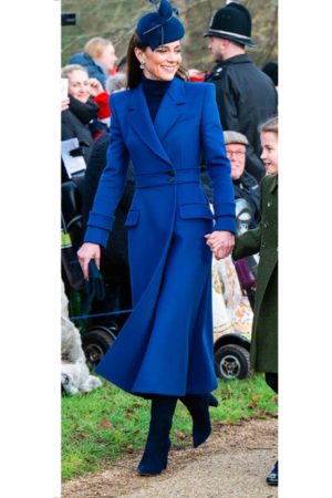 Kate Middleton Christmas Day Service Blue Coat