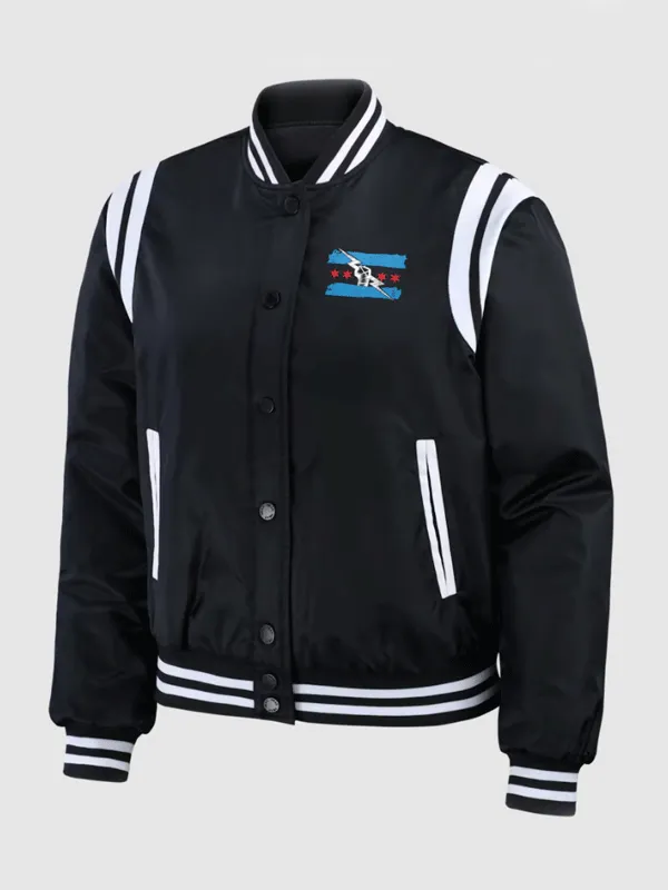 WWE CM Punk 2026 Black Bomber Jacket 01 WWE CM Punk 2026 Black Bomber Jacket