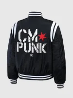 WWE CM Punk 2026 Black Bomber Jacket