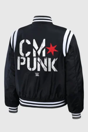 WWE CM Punk 2026 Black Bomber Jacket
