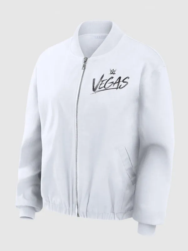 WrestleMania 42 Vegas White Bomber Jacket 01 WrestleMania 42 Vegas White Bomber Jacket
